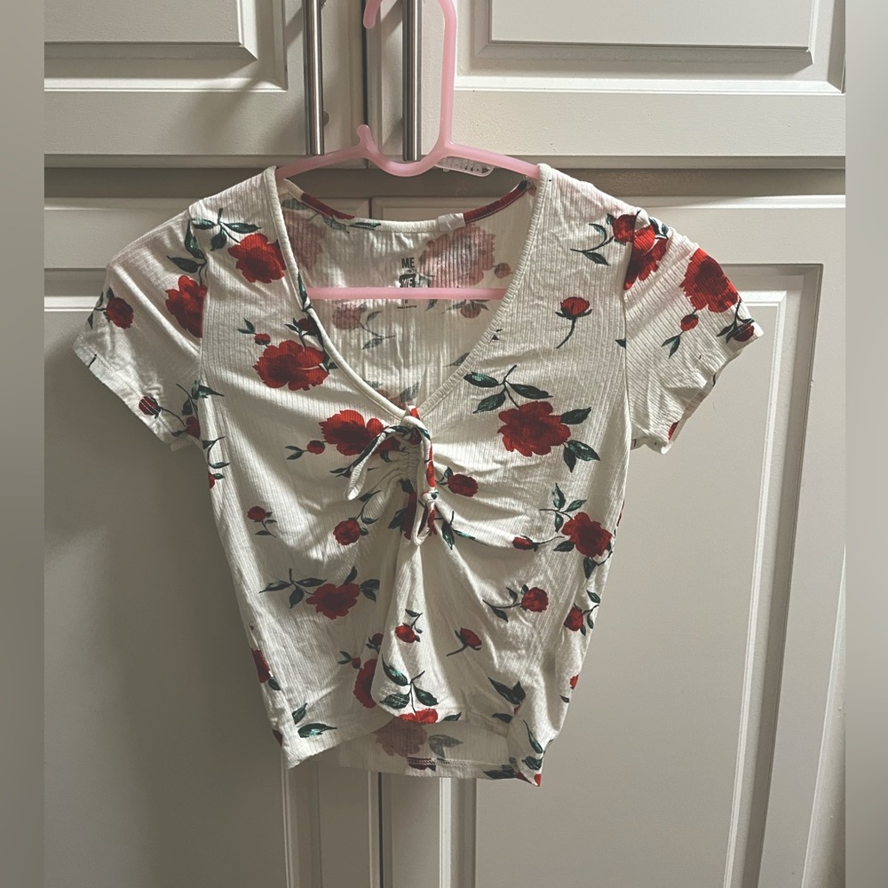 Floral V Neck crop top